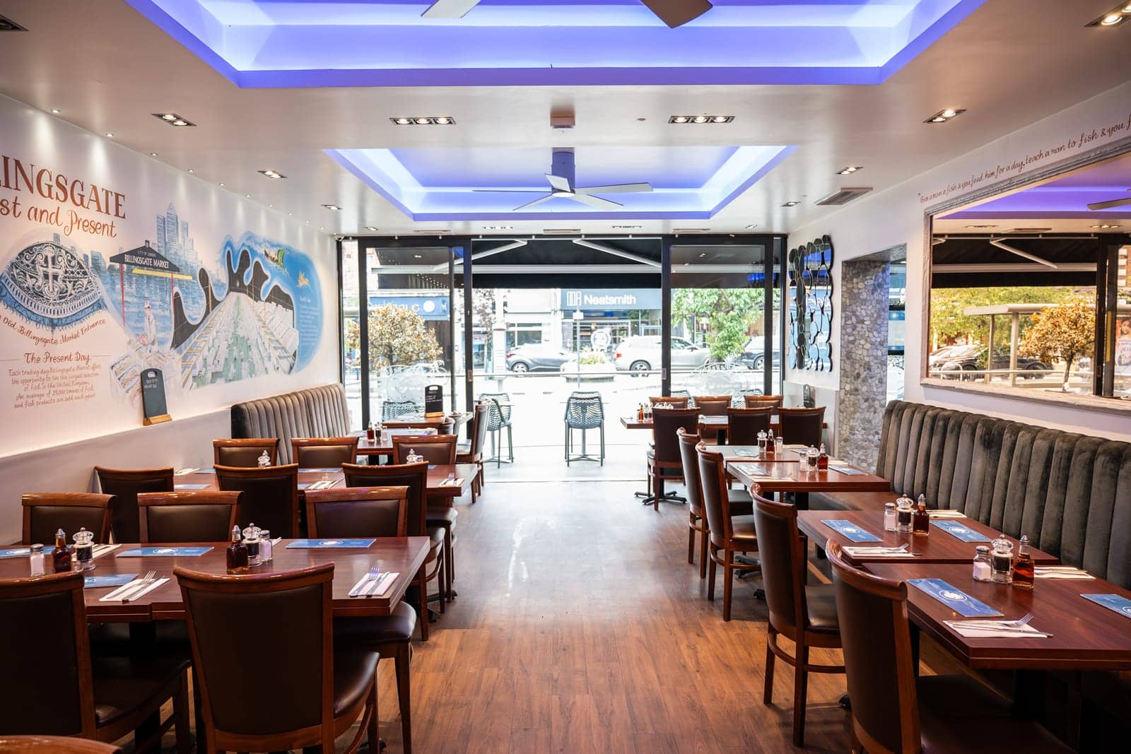 Daylight from the skylight over the main dining room